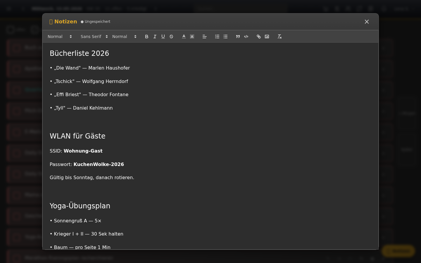 Notizen im Desktop-Browser