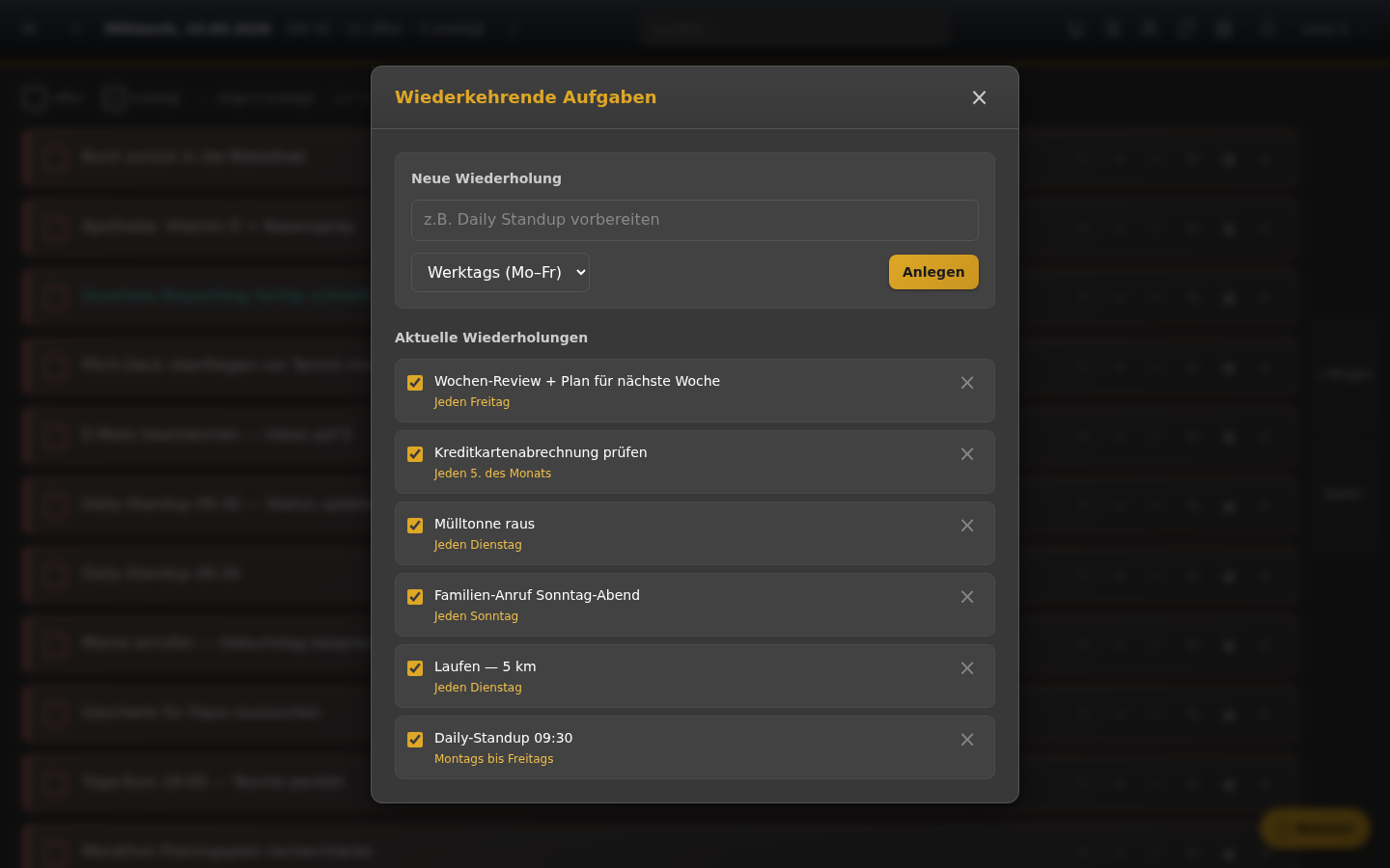 Wiederkehrende Aufgaben im Desktop-Browser