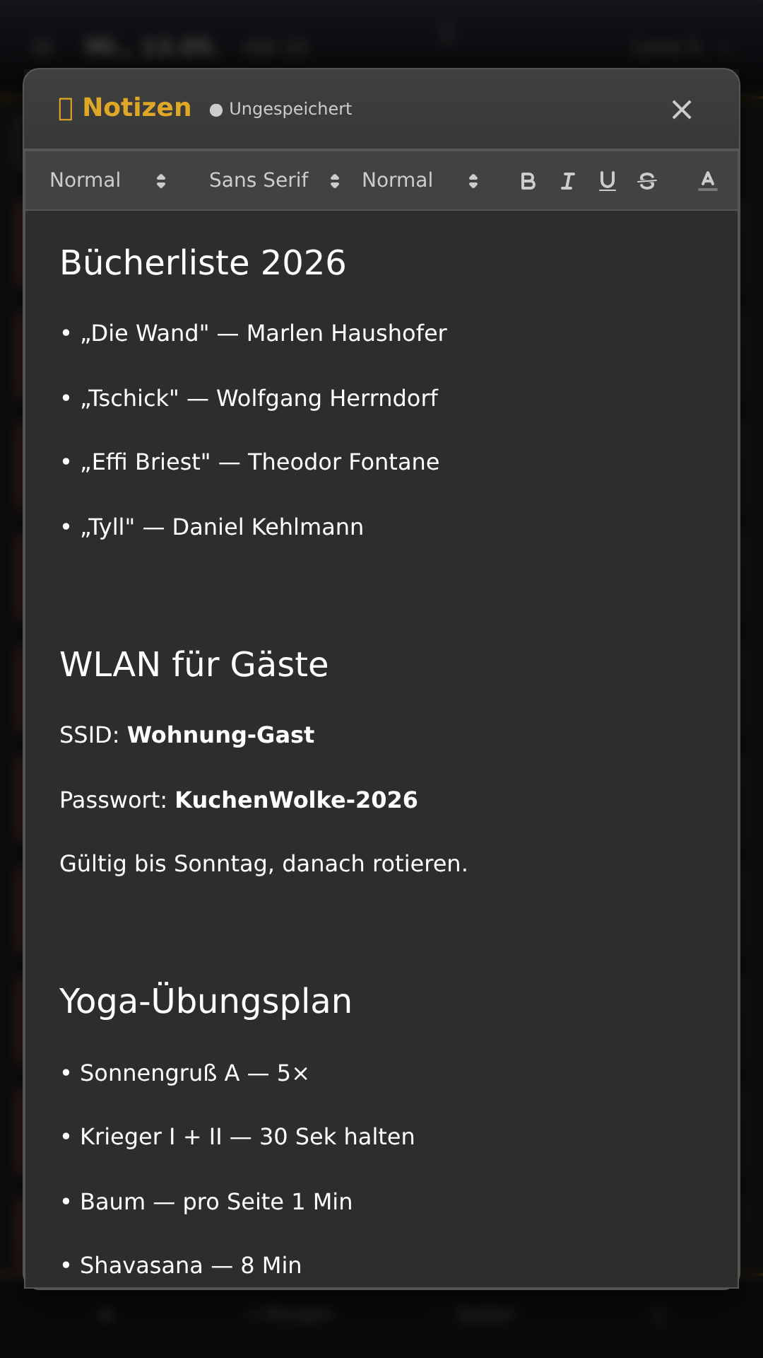 Notizen mit Rich-Text-Editor